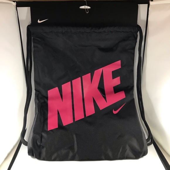 Nike Handbags - Nike graphic drawstring gym bag black pink